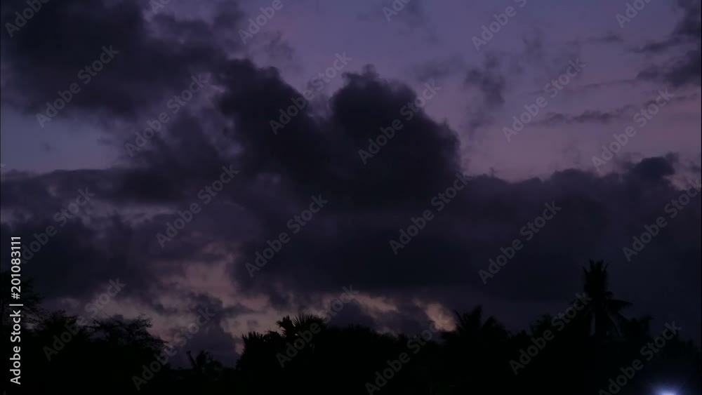Clouds and palm trees at night, time lapse, Palawan, Philippines Clouds and palm trees at night, time lapse, Palawan, Philippines
