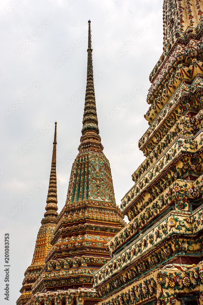 Fototapeta premium Phra Chedi Rai monuments at the Wat Pho Temple, Bangkok, Thailand