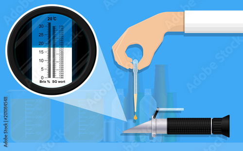 Brix wine lab food tool test toxic beer salt drop water sugar meter acid check juice level scale fluid fruit tester liquid result purity health device sucrose control farmer protein quality