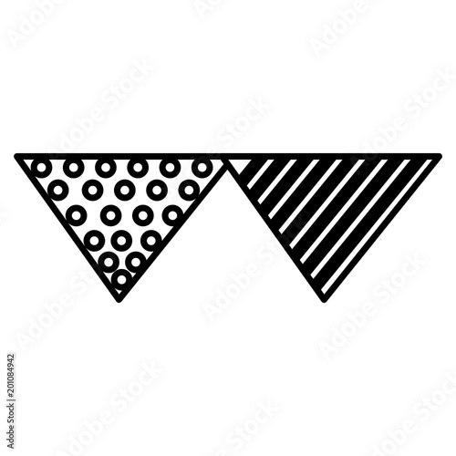 decorative pennant triangle dots stripes hang vector illustration outline