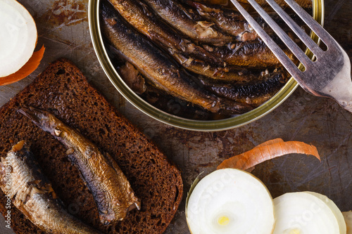 tin of sprats in oil photo