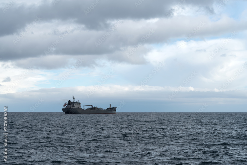 Cargo ship at sea