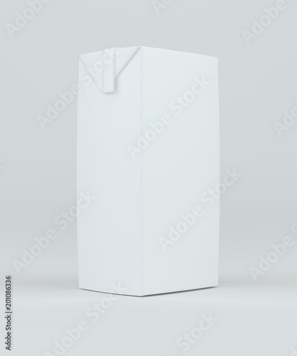 Milk and juice white carton package. 3d rendering.