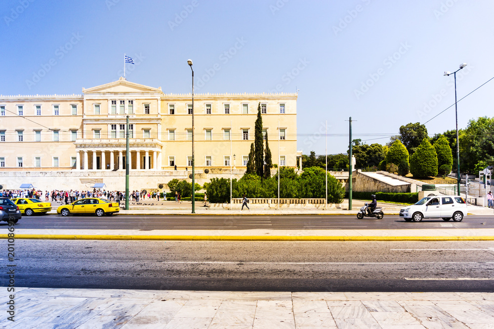 ATHENS, GREECE - May 3, 2017: Street view of buildings in Athens, Greece