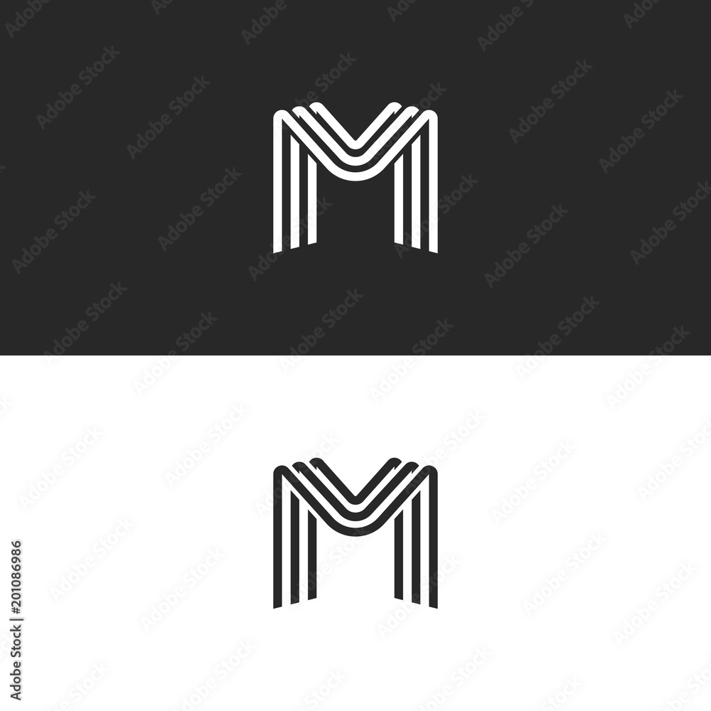 Letter M MM Monogram Logo Design Minimal Stock Vector