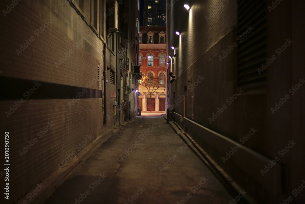 night alley - obrazy, fototapety, plakaty 