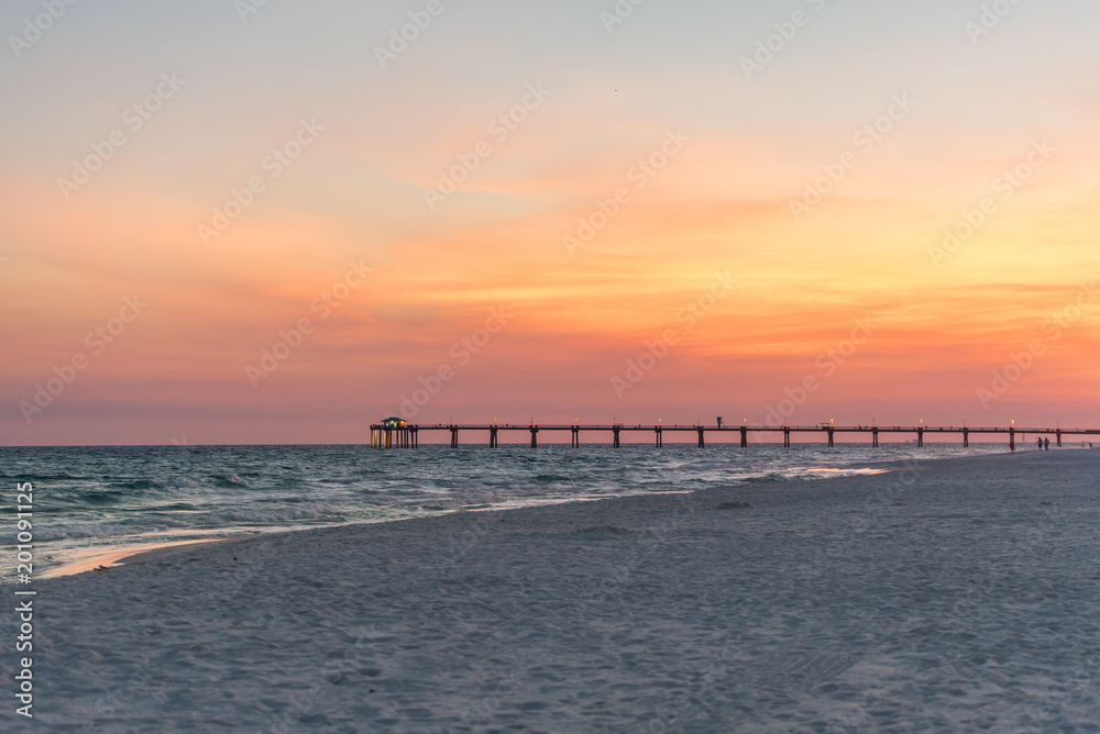 Stock Photography: Photo of sunset over the fishing pier on Okaloosa Island in Fort Walton Beach/Destin, FL.