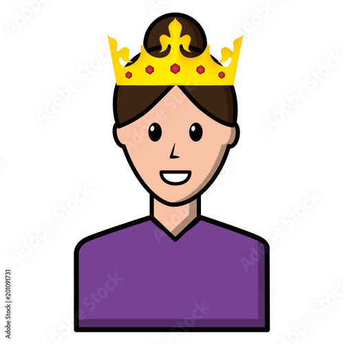 young woman with crown avatar character vector illustration design