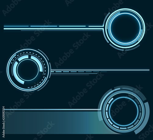 A set of futuristic rings. Graphic resources for designing fantastic art works. Vector .