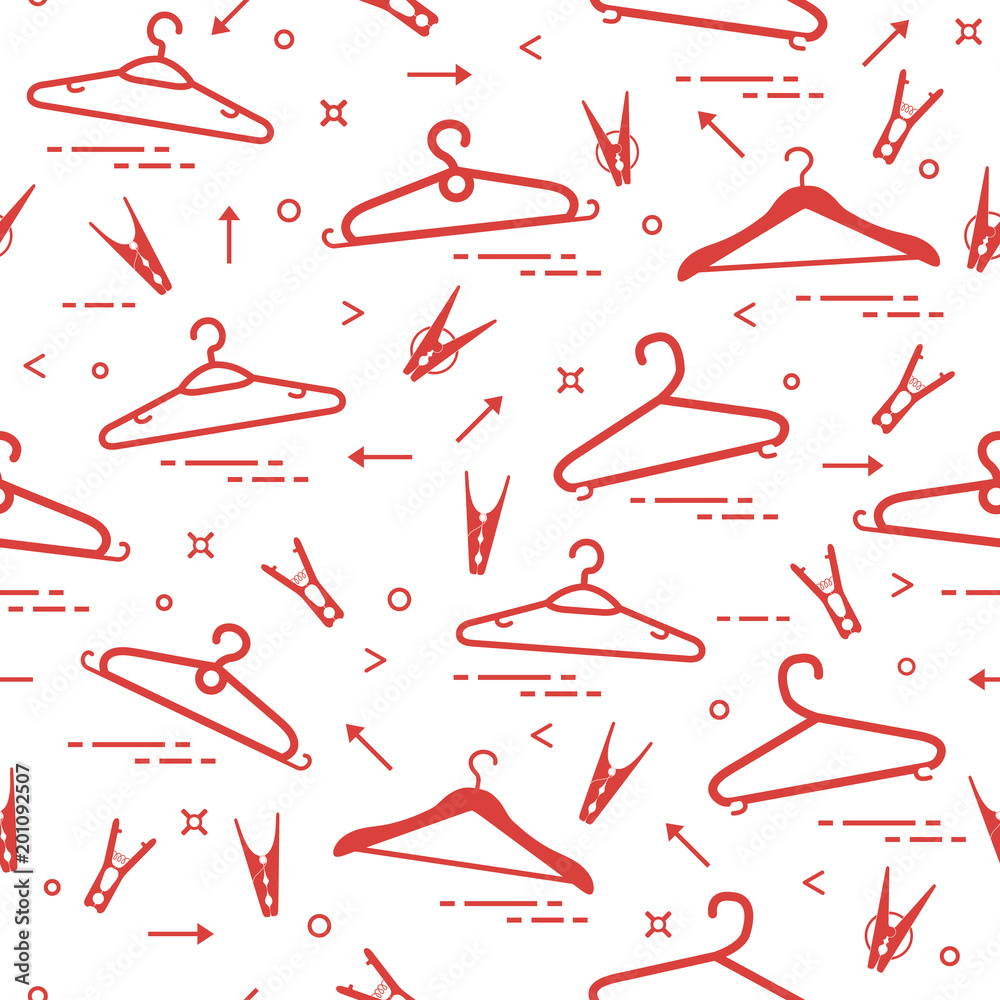 Pattern with clothes hangers and clothespins. Pattern with clothes hangers and clothespins.