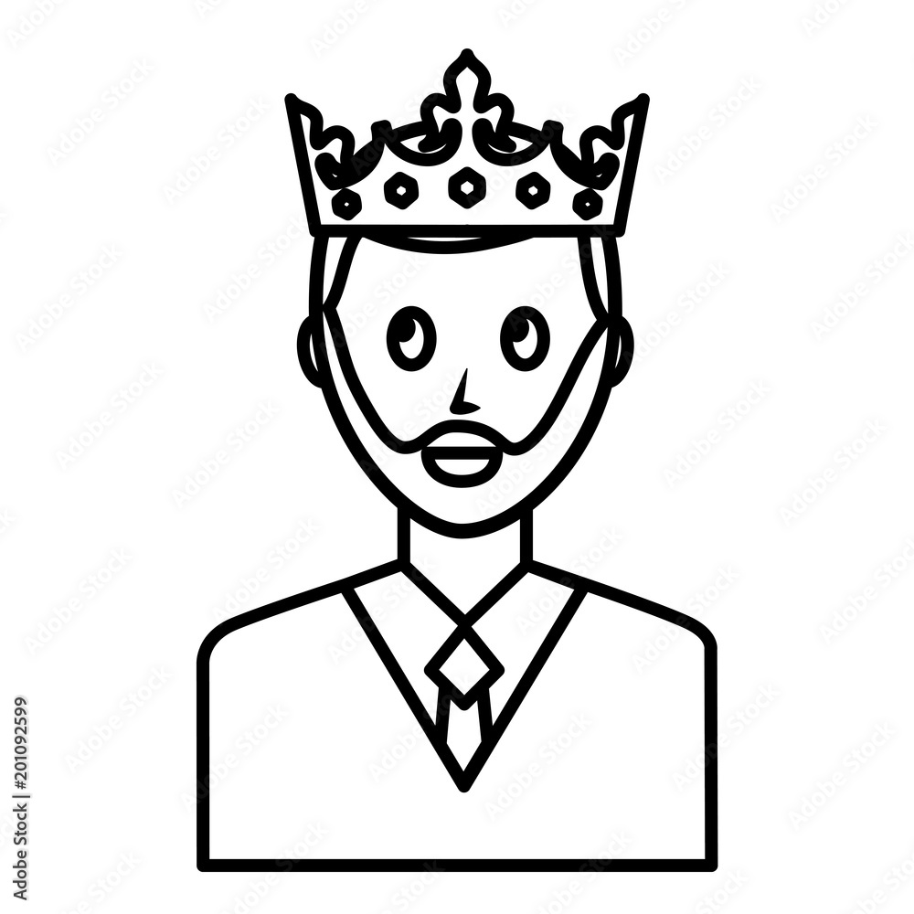 young man with crown avatar character vector illustration design