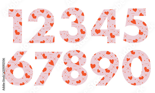 Arabic numerals with hearts.