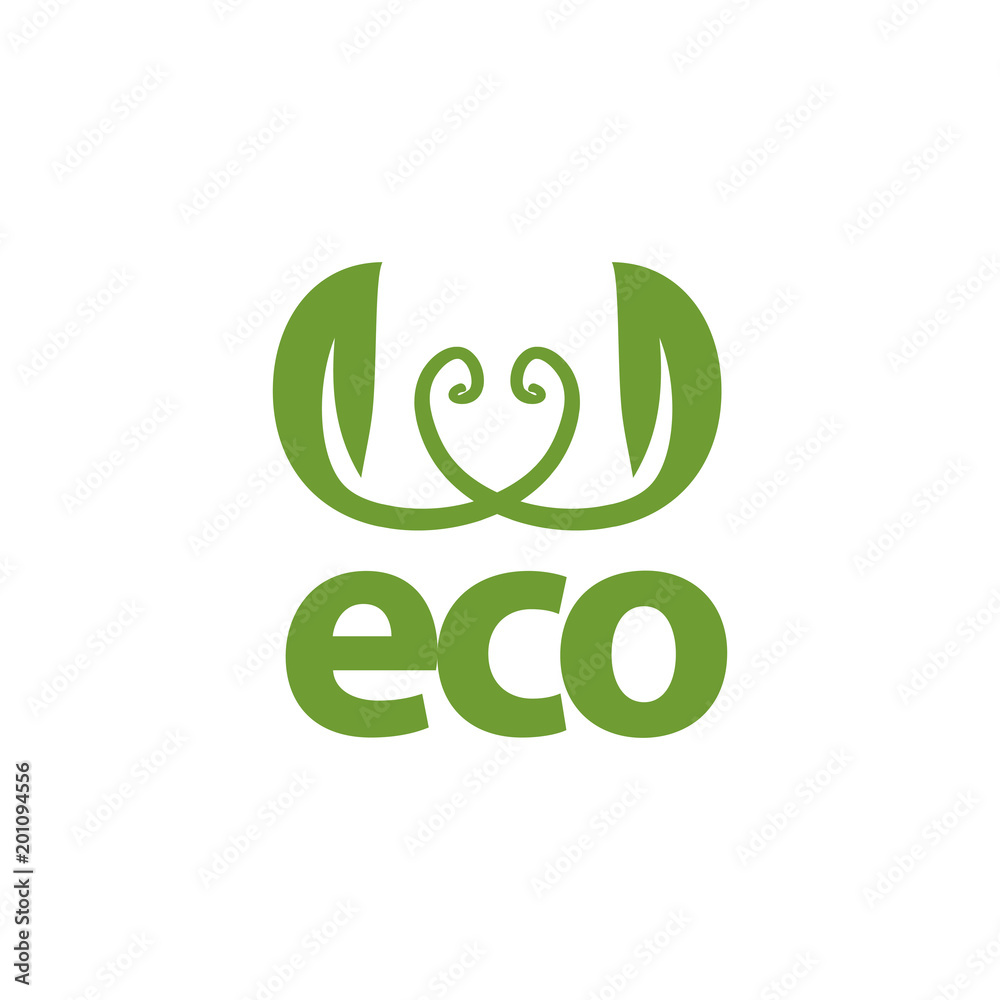 Fototapeta premium Eco Friendly Organic Natural Product Web Icon Green Logo Flat Vector Illustration