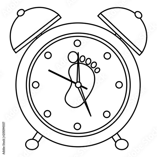 alarm clock with footprint vector illustration design