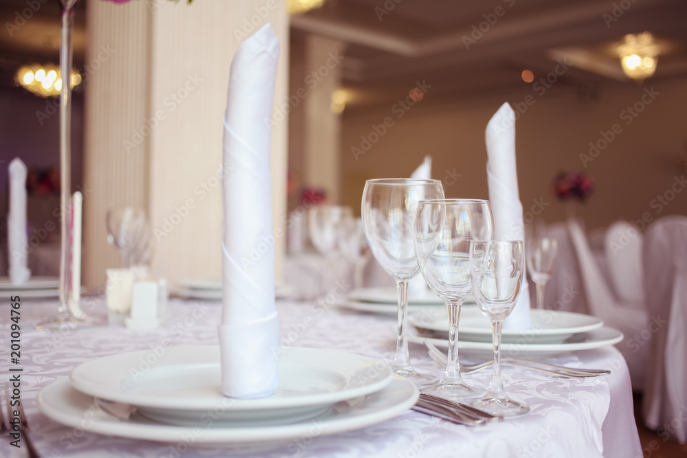 Fototapeta premium Impressive and beautiful wedding set up. Selective focus. Toned image. Ceremony