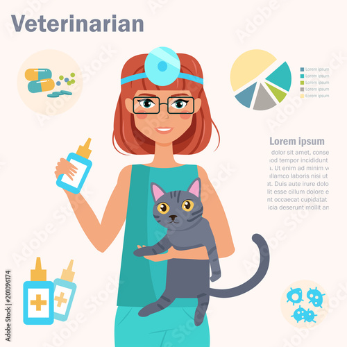 Veterinarian with cat Vector.