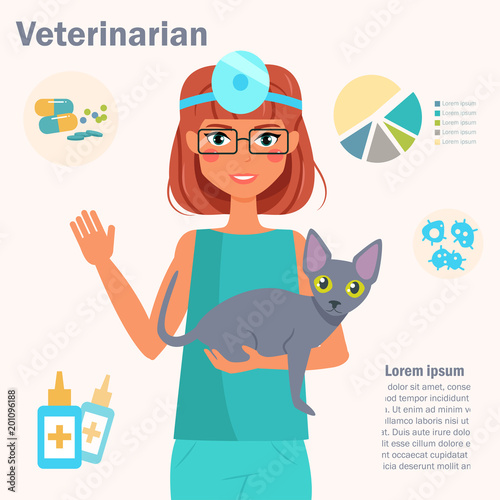 Veterinarian with cat Vector.