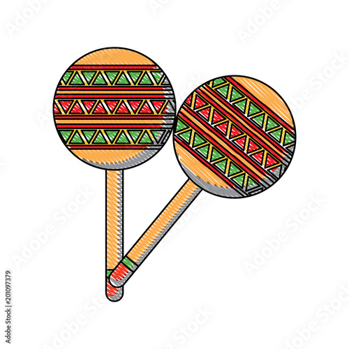 mexican maracas icon over white background, colorful design. vector illustration