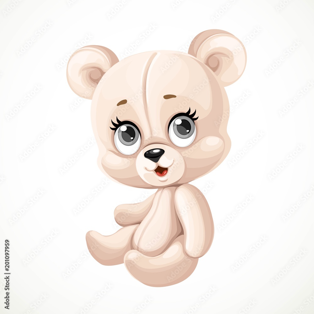 Fototapeta premium Cute toy teddy bear sit on white background