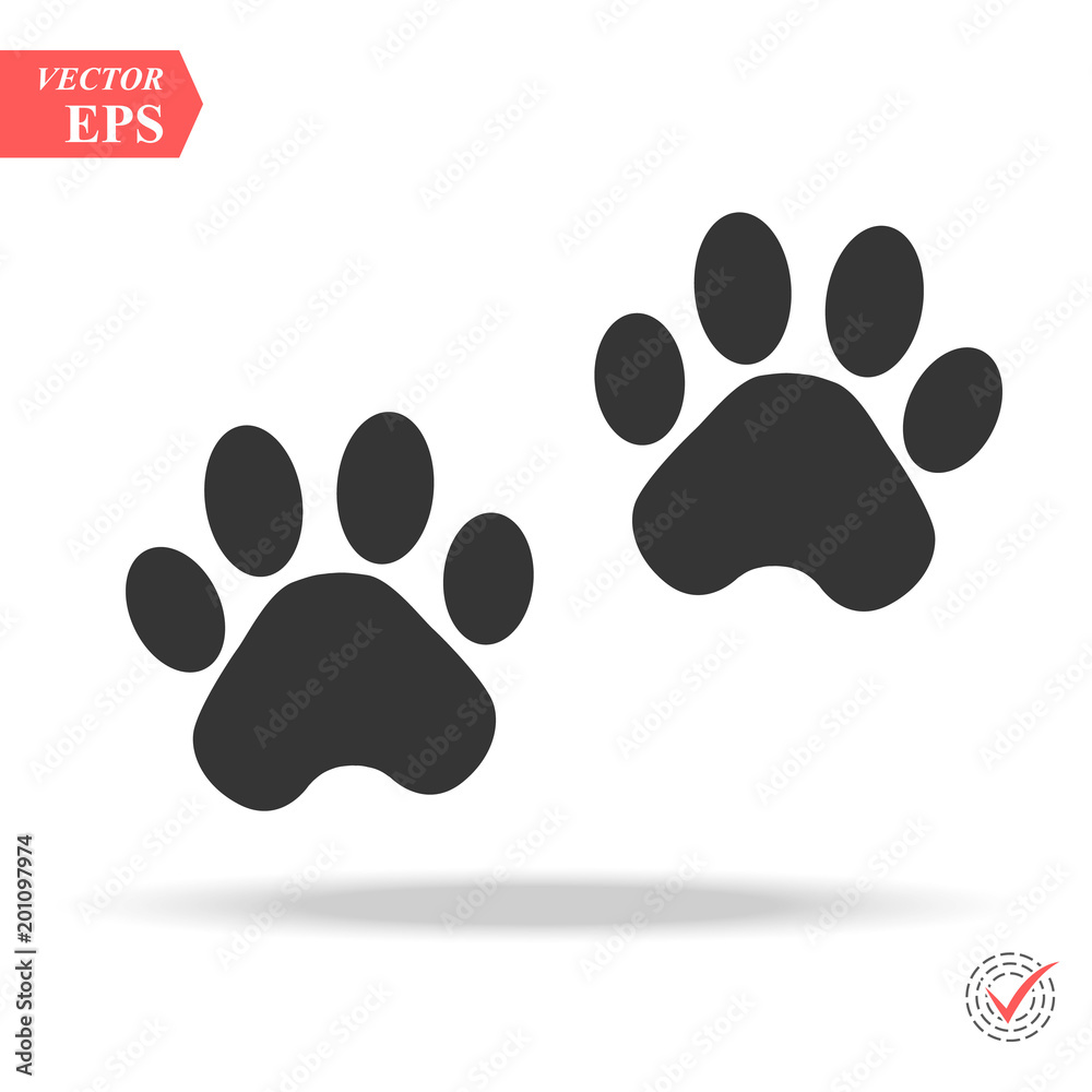 Black silhouette animal paw track isolated on white background. Vector illustration Black silhouette animal paw track isolated on white background. Vector illustration