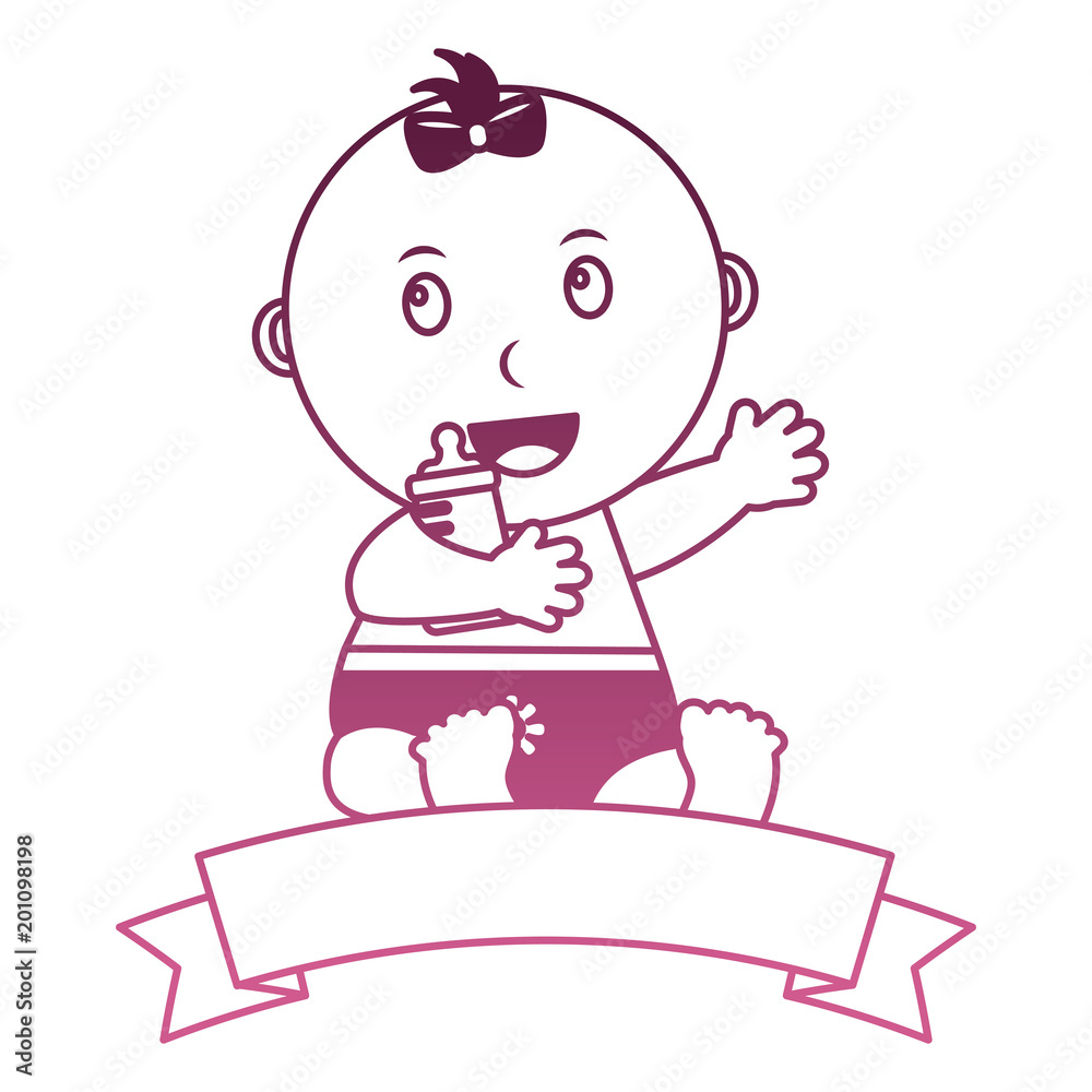 baby girl with ribbon frame vector illustration design baby girl with ribbon frame vector illustration design