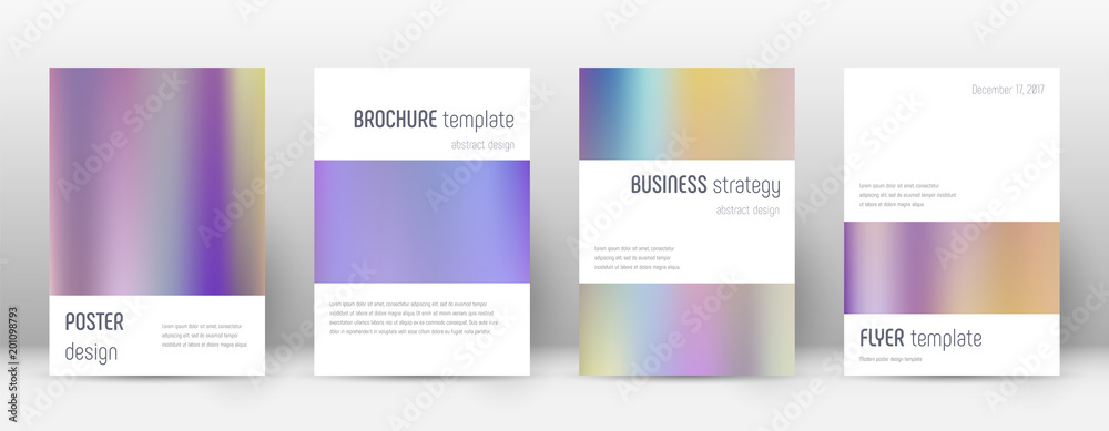 Flyer layout. Minimalistic incredible template for Brochure, Annual Report, Magazine, Poster, Corporate Presentation, Portfolio, Flyer. Artistic color gradients cover page.