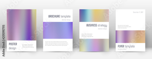 Flyer layout. Minimalistic incredible template for Brochure, Annual Report, Magazine, Poster, Corporate Presentation, Portfolio, Flyer. Artistic color gradients cover page.