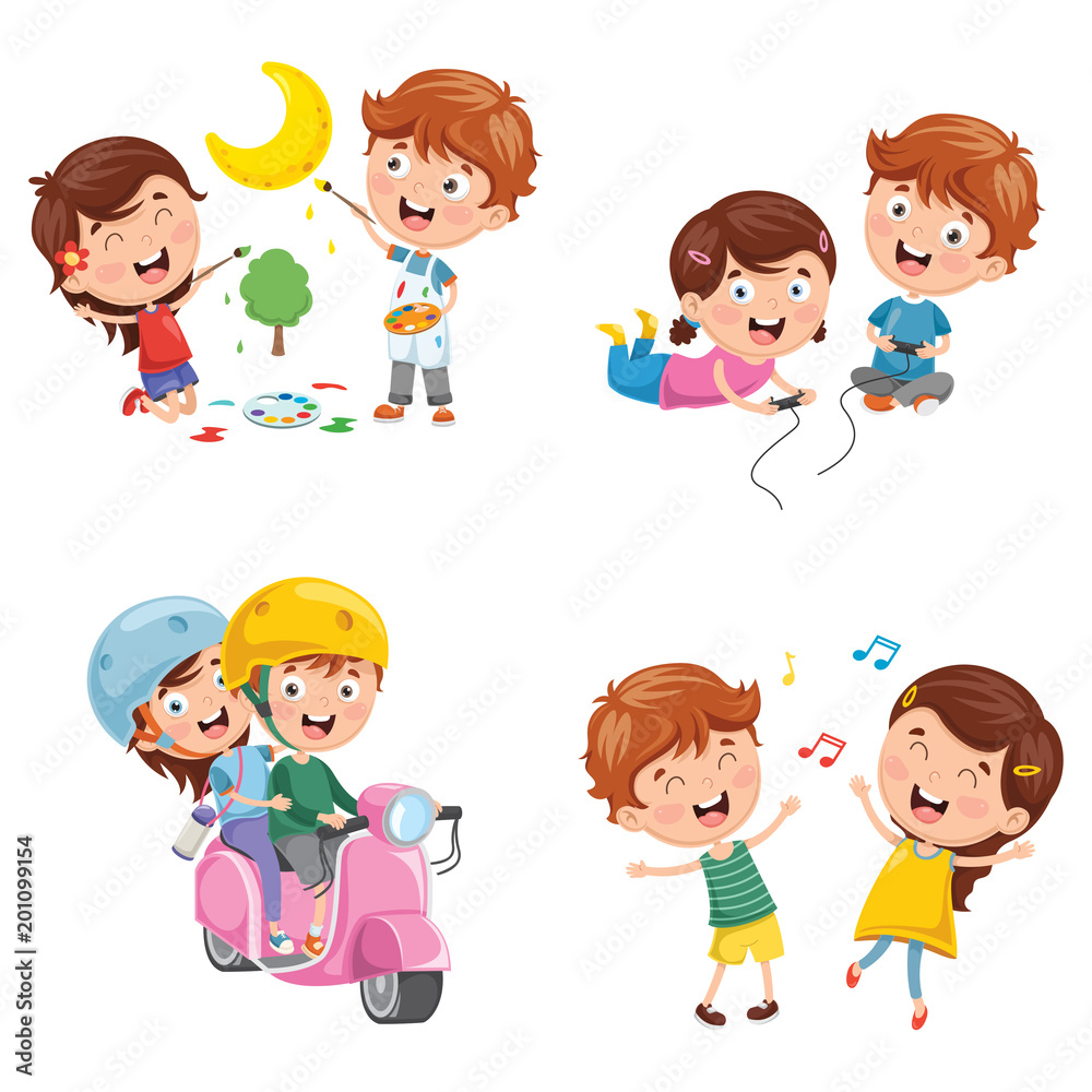 Vector Illustration Of Kids Having Fun Vector Illustration Of Kids Having Fun