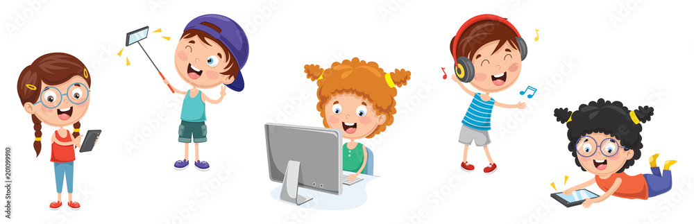 Vector Illustration Of Kids Technology Vector Illustration Of Kids Technology