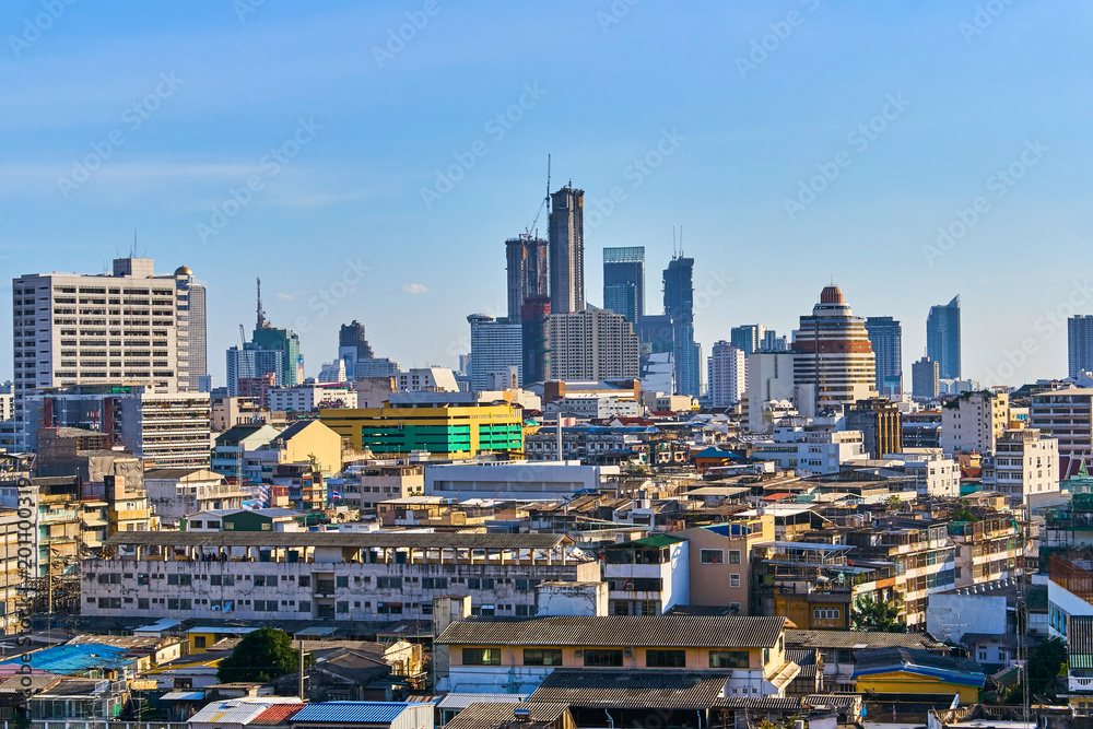 Fototapeta premium Aerial view of Bangkok city skyline, Thailand