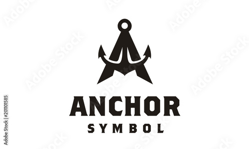 Anchor initial Letter A nautical ship marine boat black vintage retro logo design