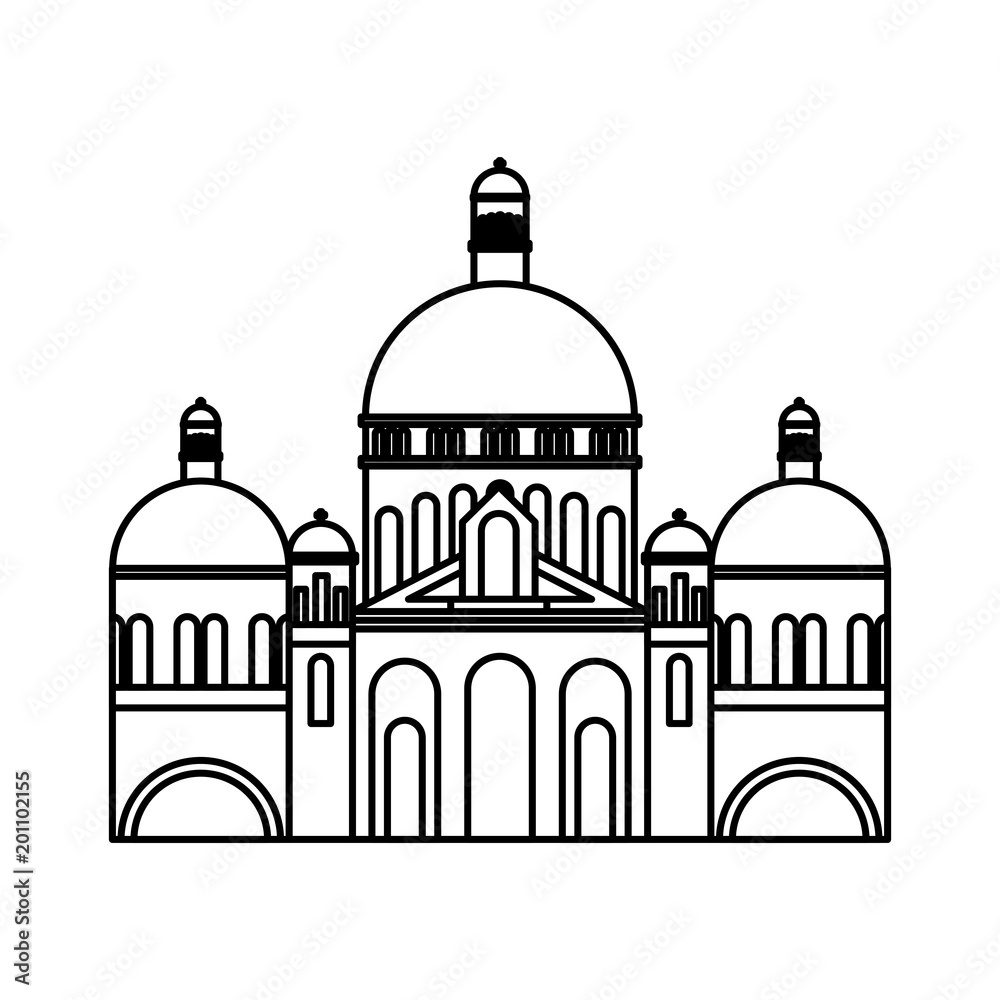basilica sacred heart paris france church vector illustration outline