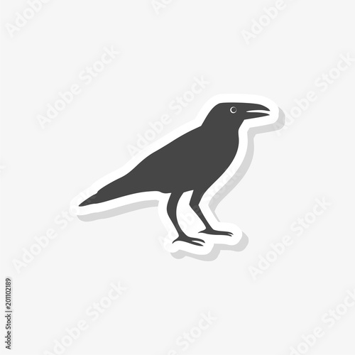 Crow vector illustration design sticker, Crow silhouette, simple vector icon