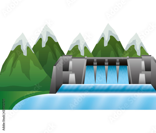 hydroelectric dam with landscape vector illustration design
