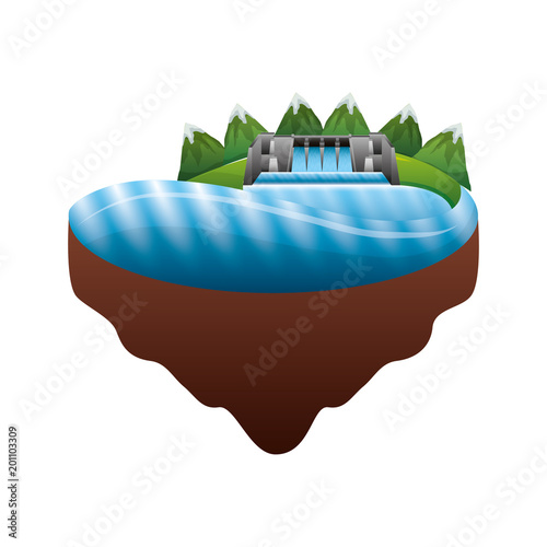 hydroelectric dam over terrain vector illustration design