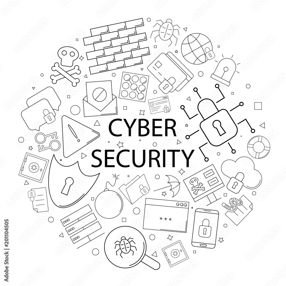 Vector cyber security pattern with word. Cybear security background