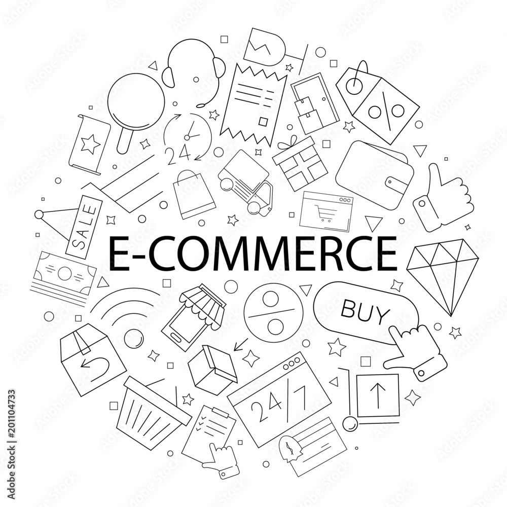 e commerce symbol on black background  copy space 3d illustration Stock  Illustration  Adobe Stock