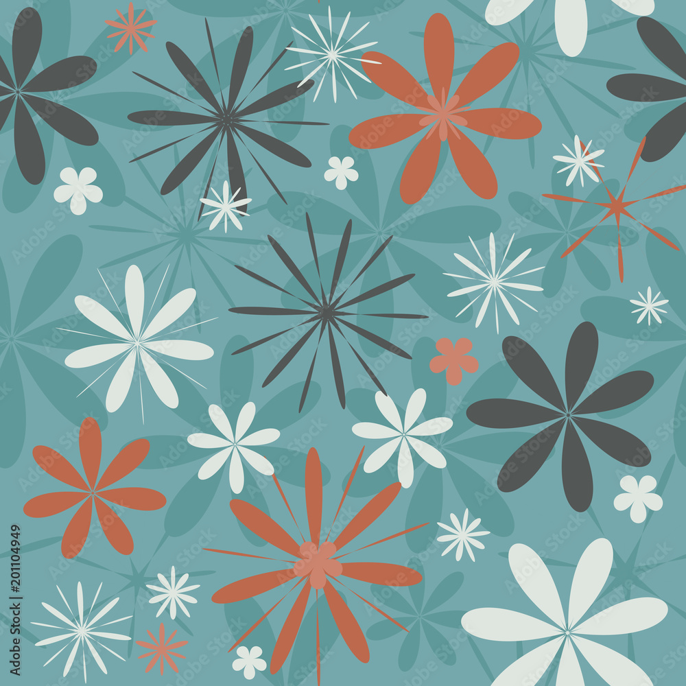 Abstract seamless floral pattern with various shaped flowers Abstract seamless floral pattern with various shaped flowers