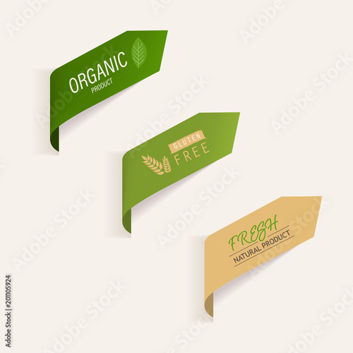 natural label and organic banner green color. vintage label and badge design.