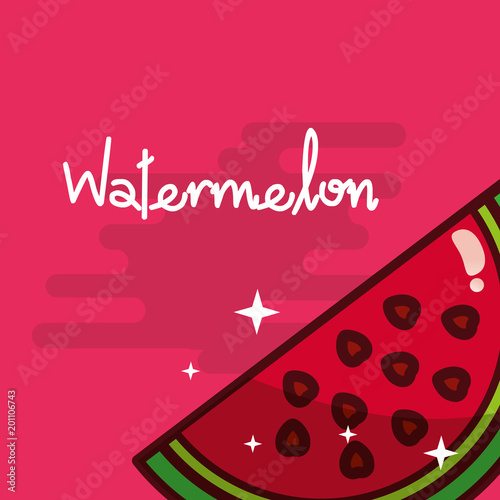 watermelon fruit delicious shiny poster vector illustration