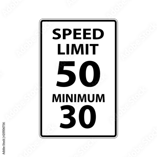 USA traffic road signs. max speed 50 mph,mimimum 30 mph in ideal conditions . vector illustration photo