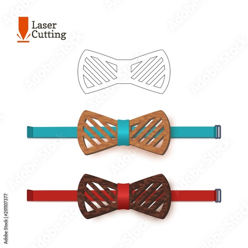 Laser cut bow-tie template. Vector silhouette for cutting a bow tie on a lathe made of wood, metal, plastic. The idea of design of a stylish accessory.