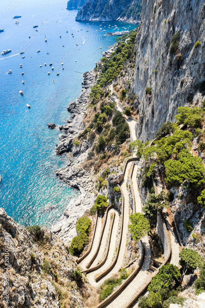 View on Via Krupp from Augustus Gardens, Isle of Capri, Italy