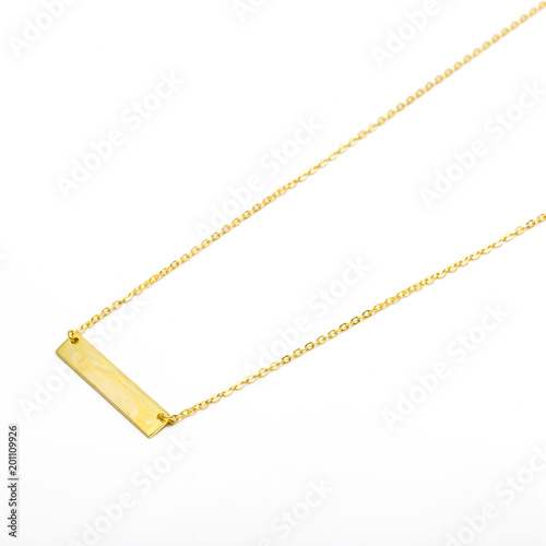 Long Gold Chain Necklace with Pendant photo