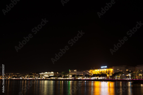 Cannes beach night view  France