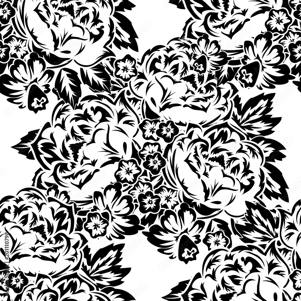 seamless monochrome pattern of flowers for greeting cards, background, price tags seamless monochrome pattern of flowers for greeting cards, background, price tags