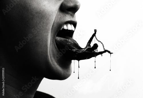 Fotografia A persons tongue filled with black