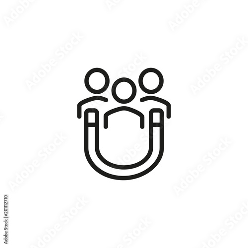 Magnet attracting people icon. Customer retention concept