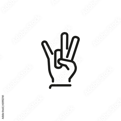 Palm with curled ring finger and thumb line icon