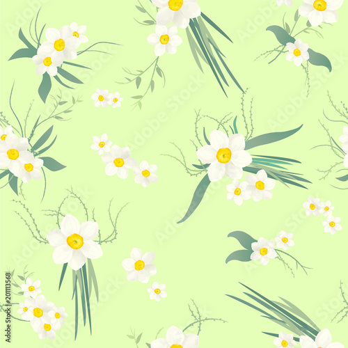 Fototapeta Naklejka Na Ścianę i Meble -  Narcissus seamless pattern
